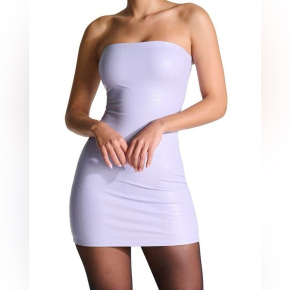 NWOT Naked Wardrobe Crocodile Collection Croc Embossed Strapless Mini Dress - Picture 1 of 8